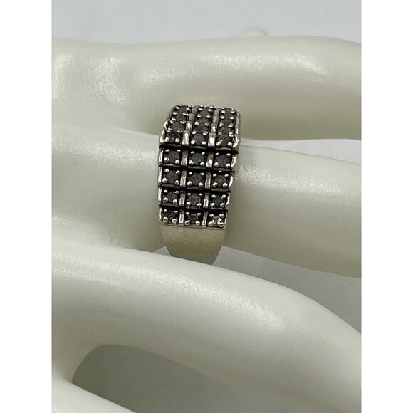 JWBR Sterling Silver & Diamond 3 Tier Cocktail Anniversary Ring Size 8.5 - Picture 6 of 15